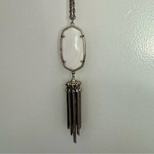 Kendra Scott long silver and white necklace